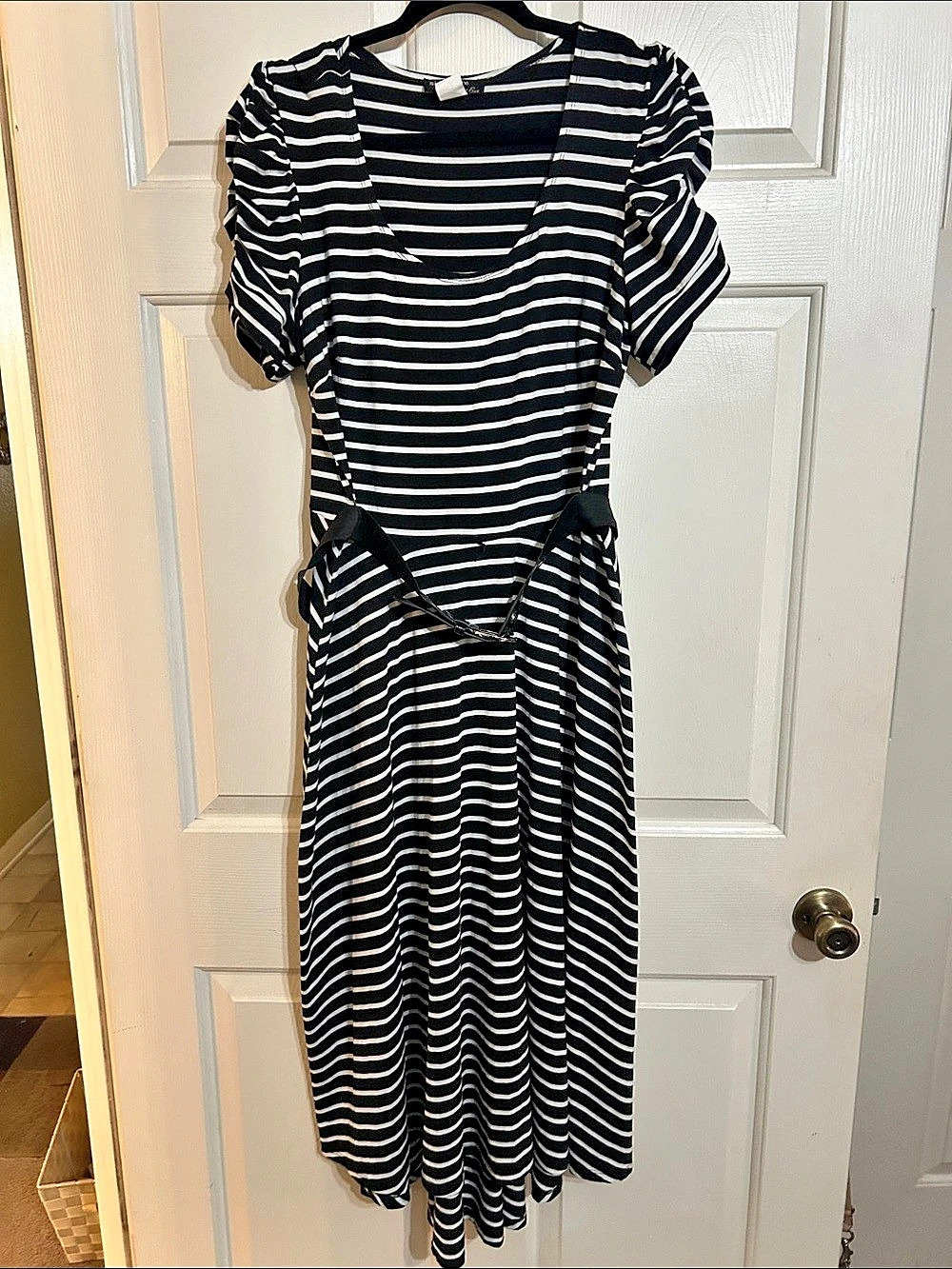 Striped Midi Dress in Black & White Like New